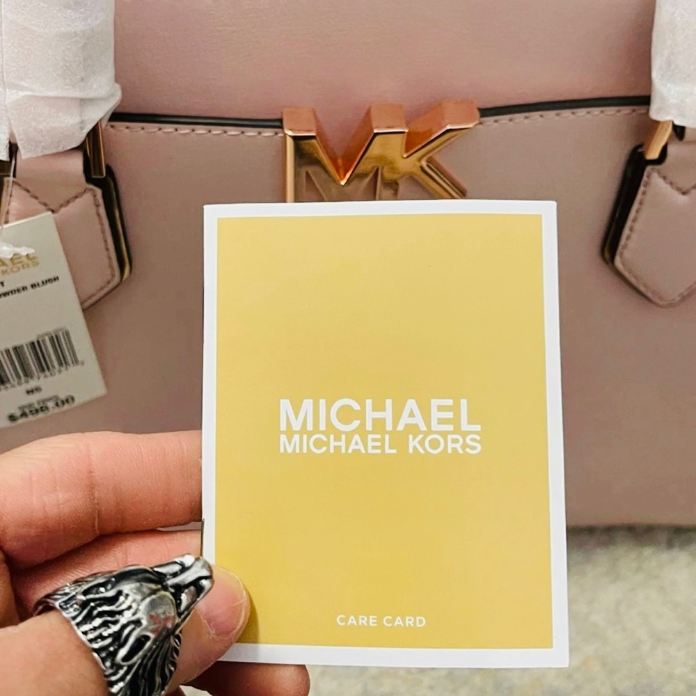 NWT Michael Kors Mott Large Saffiano Leather Satchel Bag In Power Blush Color - Picture 12 of 13